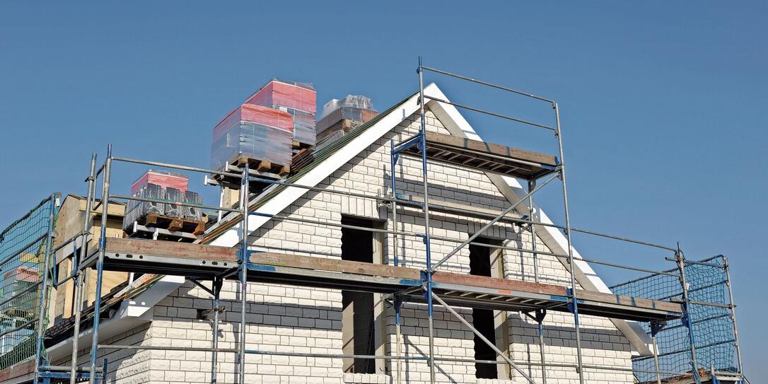 Construction site of a classic one family house