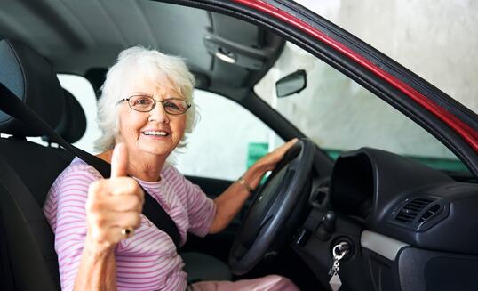 confident driving grandma