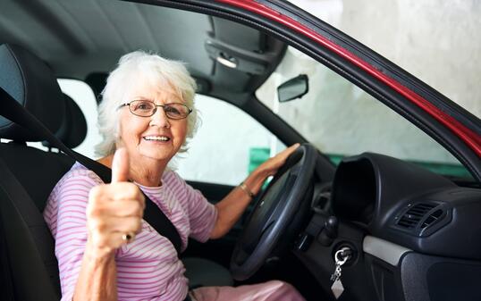 confident driving grandma