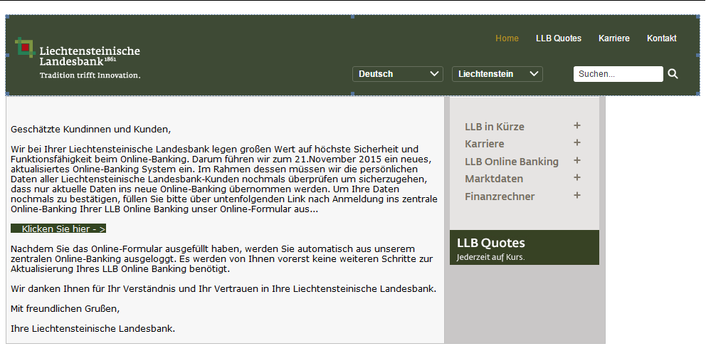 Phishing Versuch Im Llb Online Banking Vaterland Online