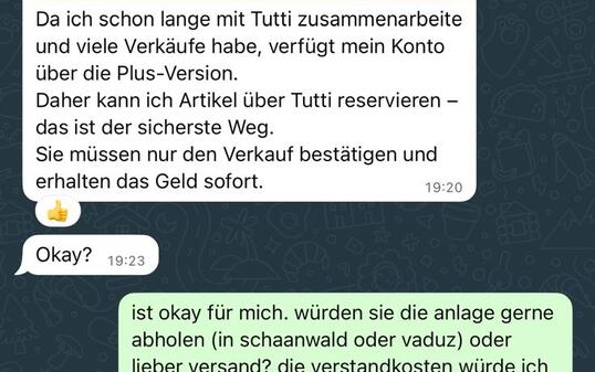 Original-Chat eines Online-Betrugs