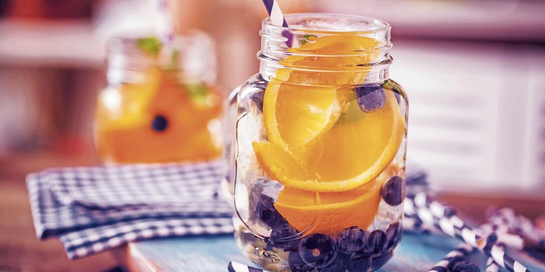 Infused Water with Fresh Blueberries and Oranges