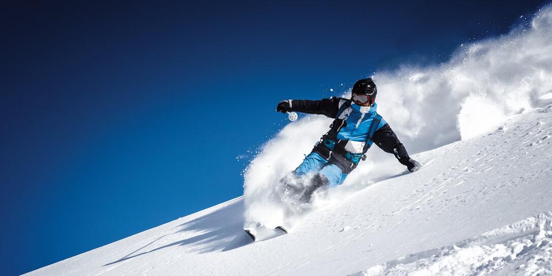 extreme skier in powder snow