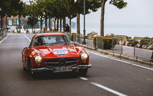 MERCEDES-BENZ 300 SL W 198 (1955) an old racing car in Mille Miglia 2020, a famous and vintage italian historical race, Garda lake