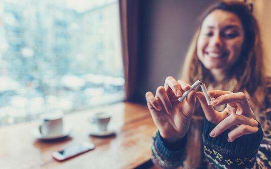 Woman quitting smoking