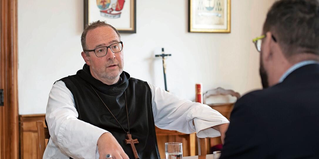 230913 Interview mit Abt Vinzenz Wohlwend im Kloster Mehrerau in Bregenz