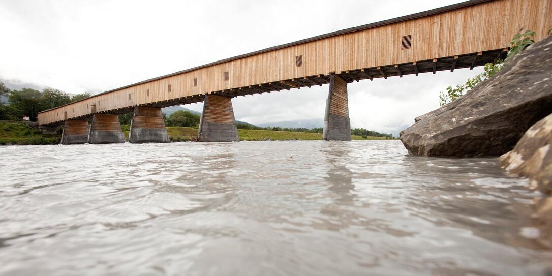 Hochwasser beim Rhein in Vaduz