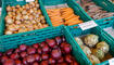 Werdenberger Bauernmarkt auf dem Marktplatz in Grabs., St. Gallen, Schweiz.