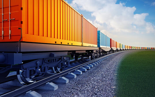 wagon of freight train with containers