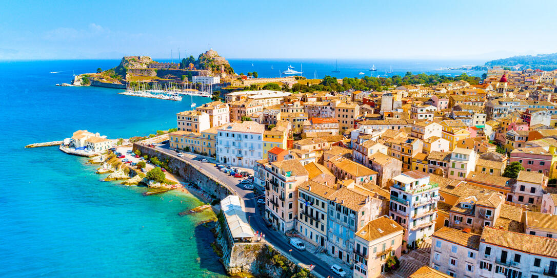 Panoramic view of Kerkyra, capital of Corfu island, Greece