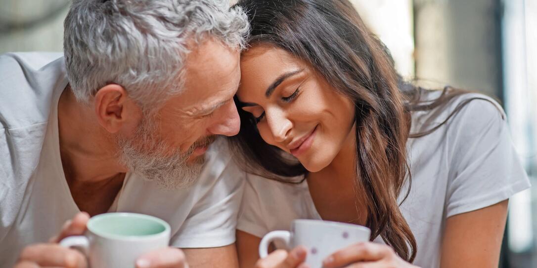 Lovely couple having their mornng coffee together