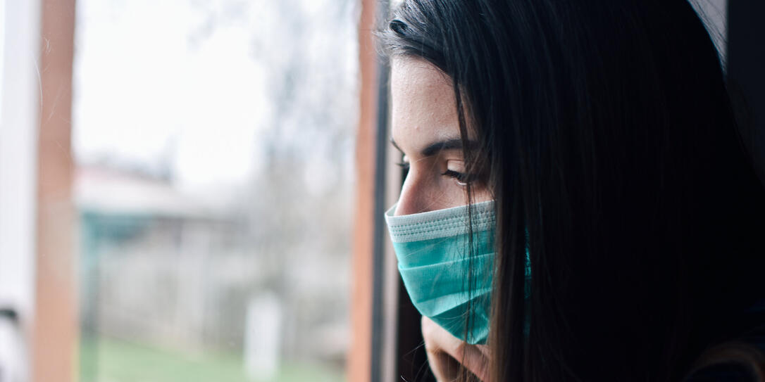 woman in isolation at home