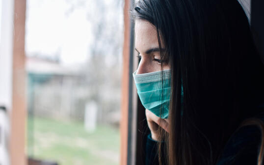 woman in isolation at home