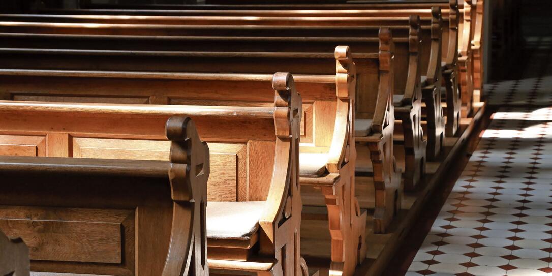 Church wooden bench