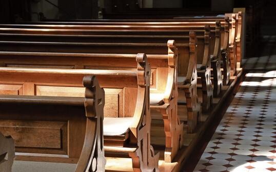 Church wooden bench