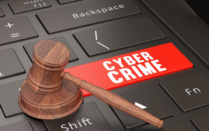 Cyber Crime Justice Concept with Laptop and Gavel